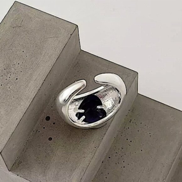 STERLING SILVER AMETHYST HEART RING - Picture 7 of 7